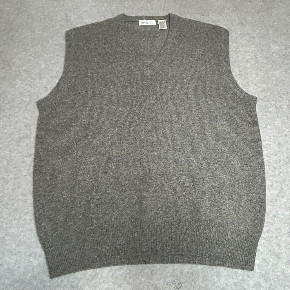 VTG Brian MacNeil 100% Lambswool Sweater‎ Vest Mens XL  Sleeveless Gray Preppy